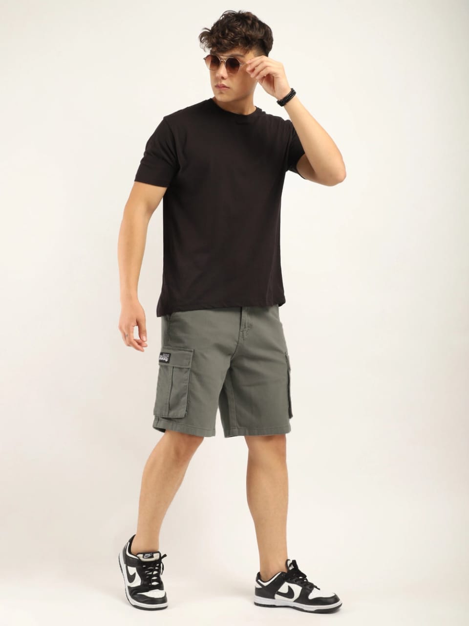 Jack&Jordan best dark DARK GHREY denim lycra men cargo shorts
