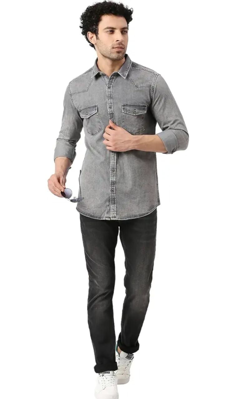 Jack&Jordan best fabric grey denim shirt