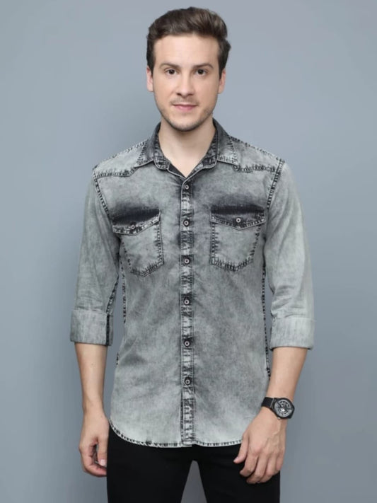 Jack&Jordan black pixel men denim shirts