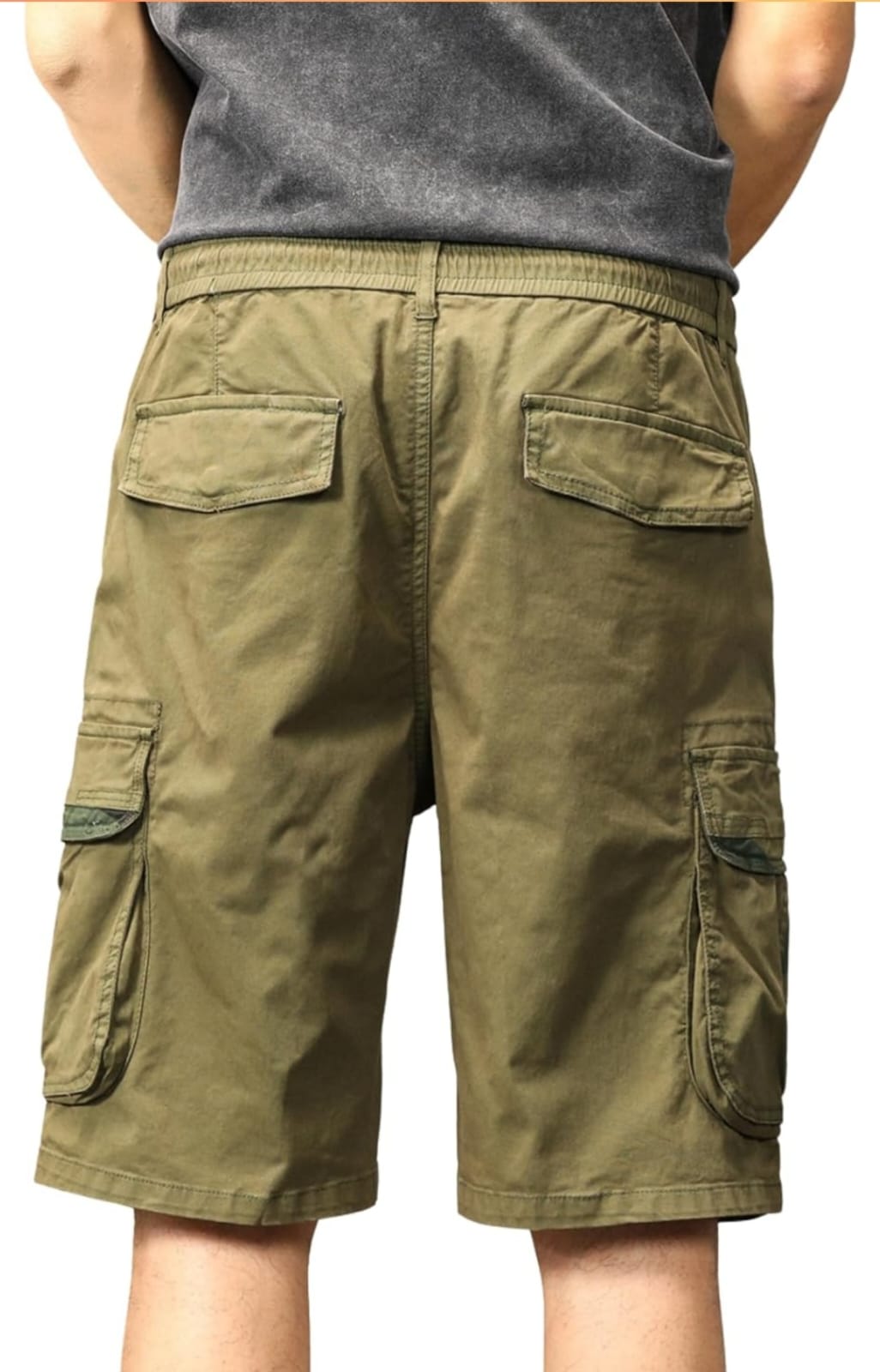 Jack&Jordan best dark DARK GREEN COTTON denim lycra men cargo shorts