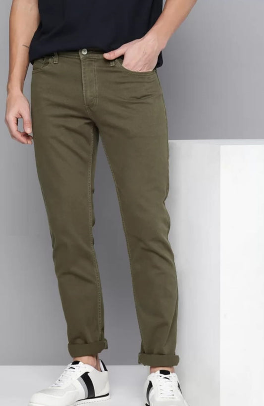 Jack&Jordan men olive green stretchable cotton by cotton best jeans