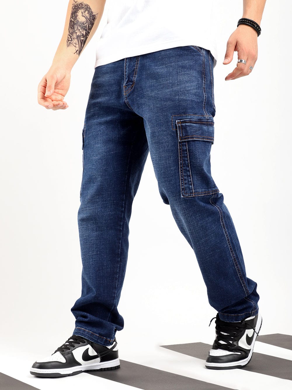 Jack&Jordan blue stretchable denim cargo for men