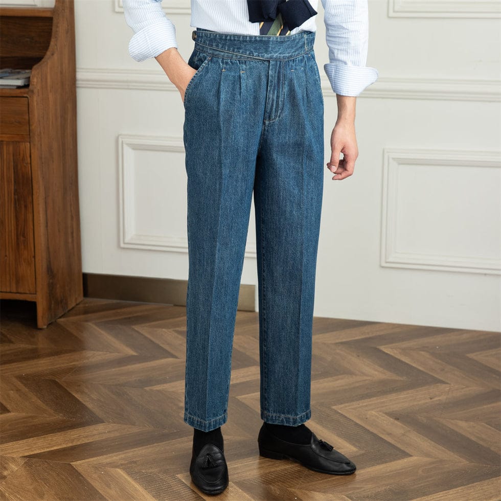 Jack&Jordan Light Blue Premium Denim Italian Pattern Gurkha Pant.