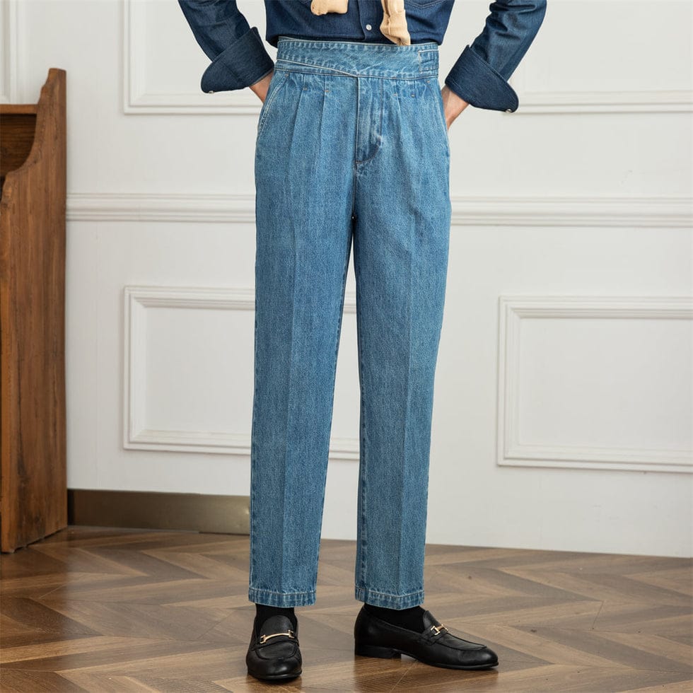 Jack&Jordan Light Blue Premium Denim Italian Pattern Gurkha Pant.