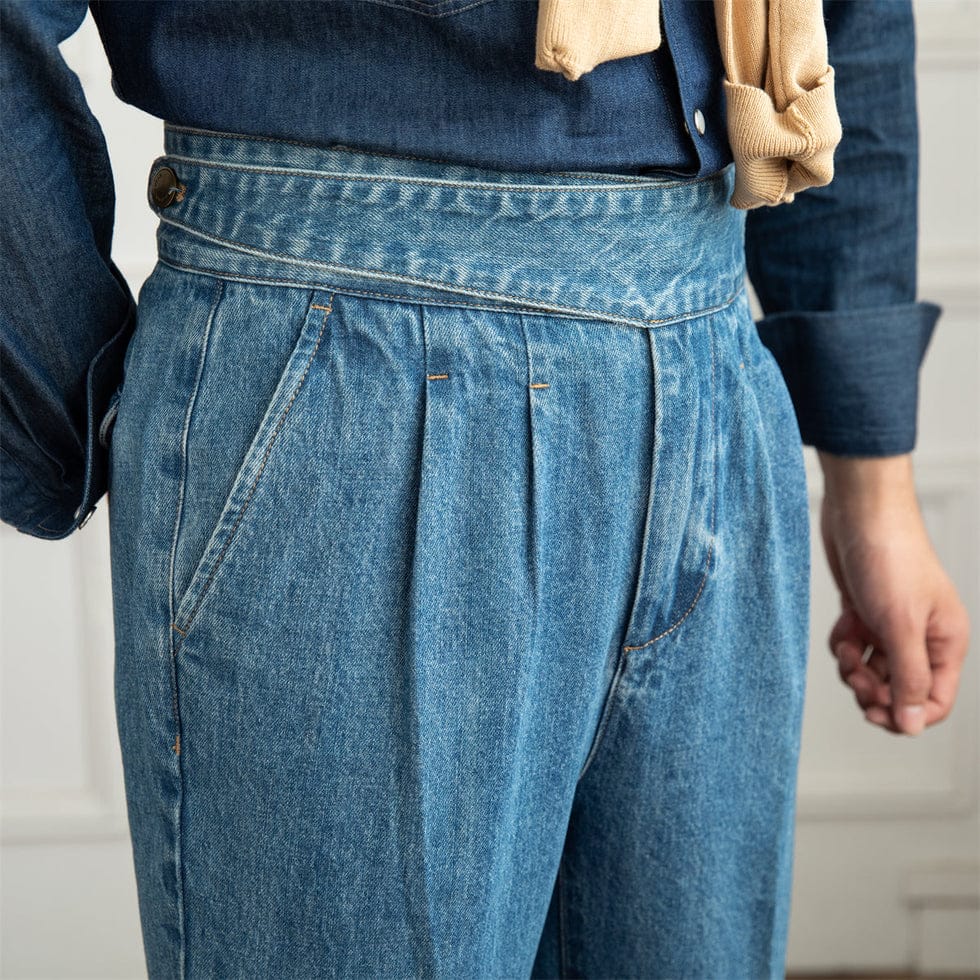 Jack&Jordan Light Blue Premium Denim Italian Pattern Gurkha Pant.