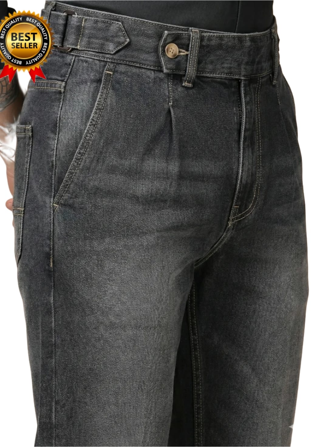 Jack&Jordan Carbon Black Premium Denim Boot-Cut Italian Pattern Gurkha Pant.