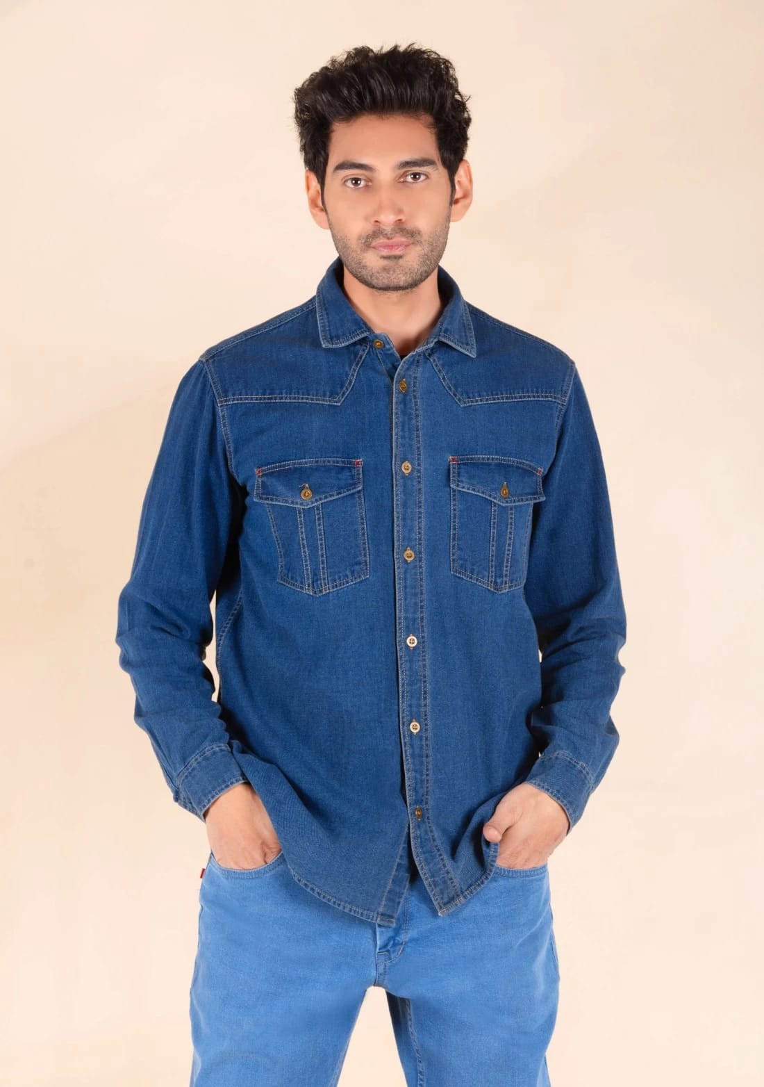Jack&Jordan dark blue denim shirts