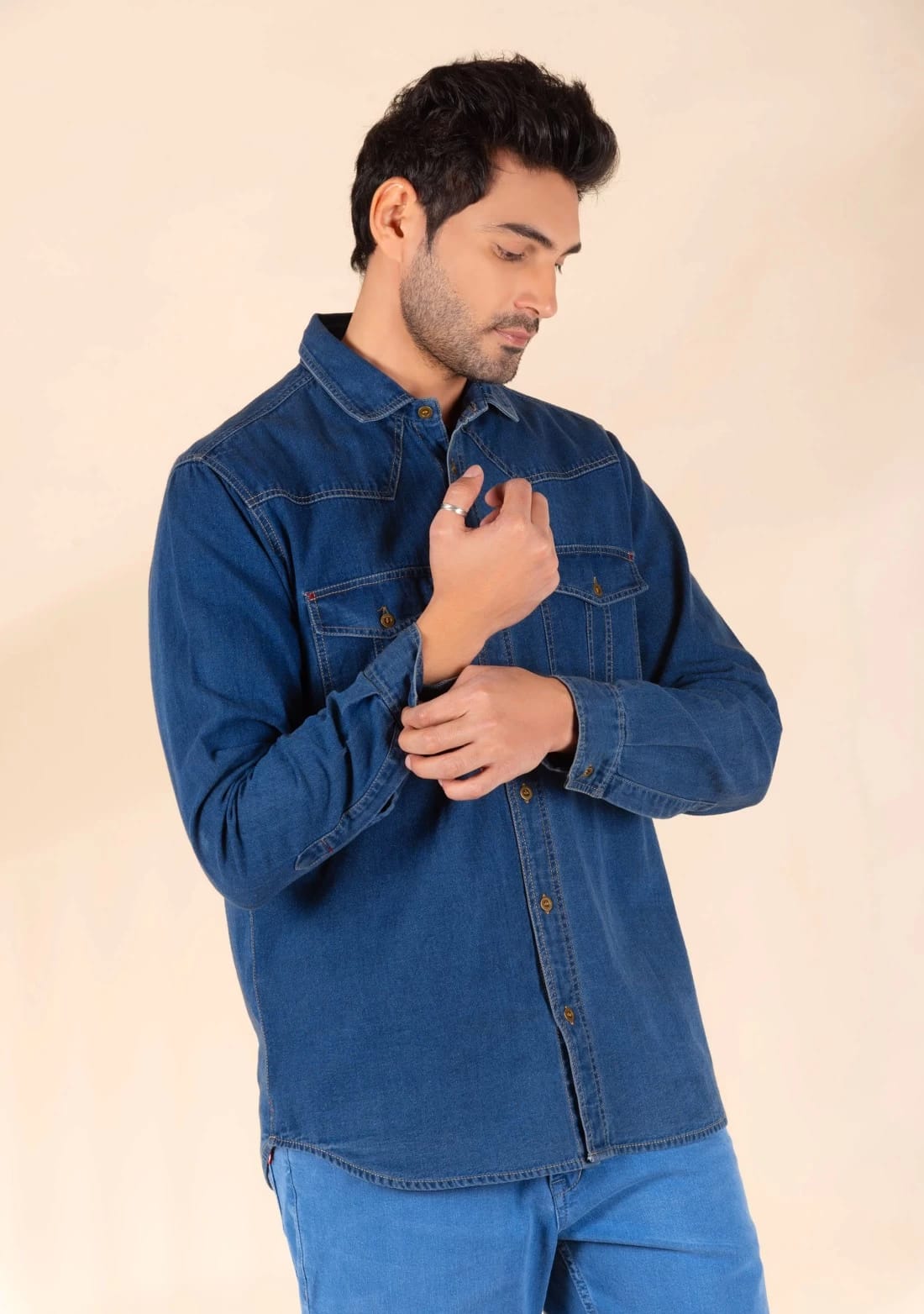 Jack&Jordan dark blue denim shirts