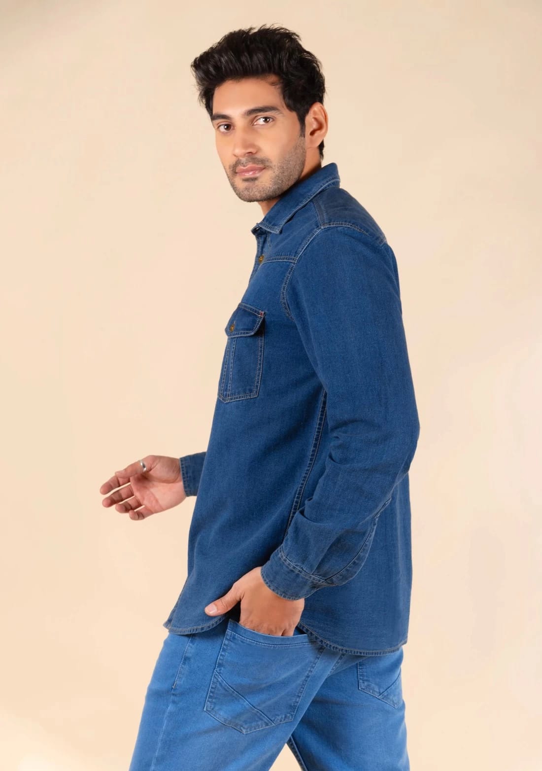 Jack&Jordan dark blue denim shirts