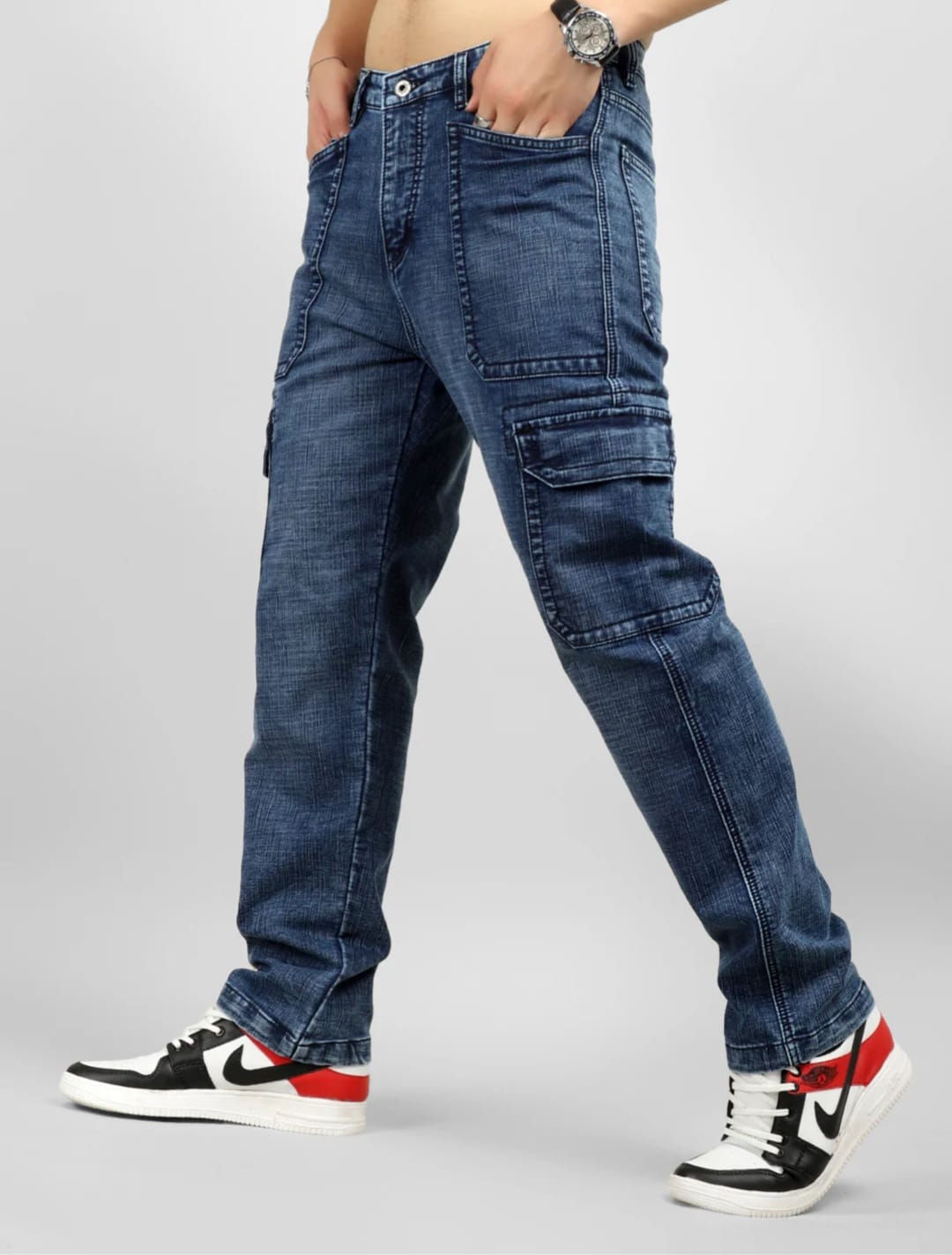 JACK&JORDAN BEST SLUB DENIM BLUE CARGO