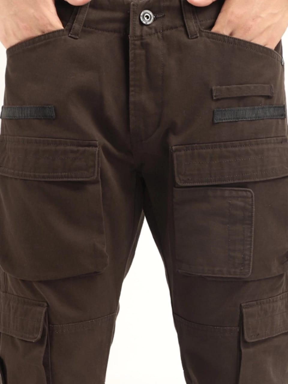 Jack&Jordan men dark Broun 6 pocket denim cargo