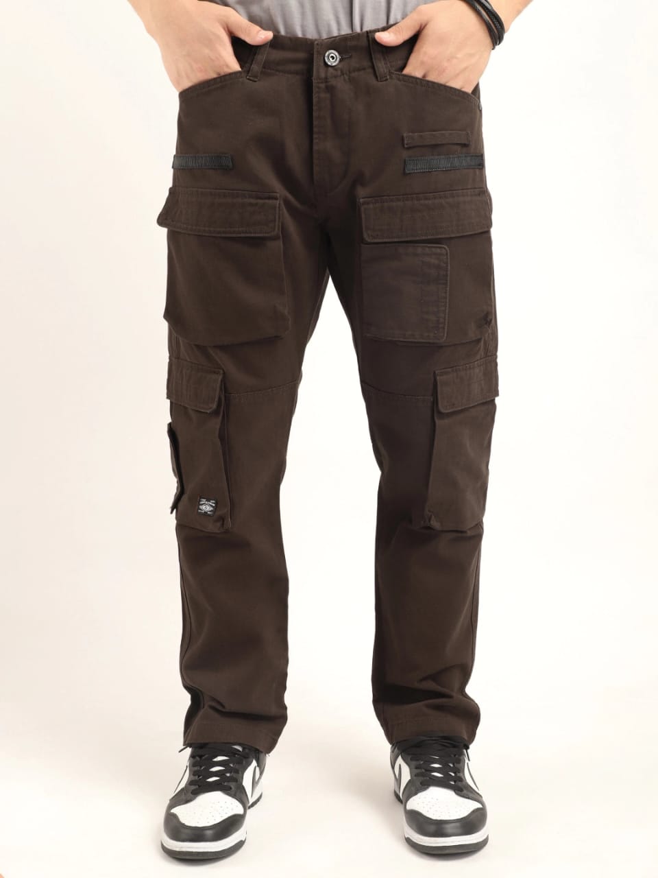 Jack&Jordan men dark Broun 6 pocket denim cargo