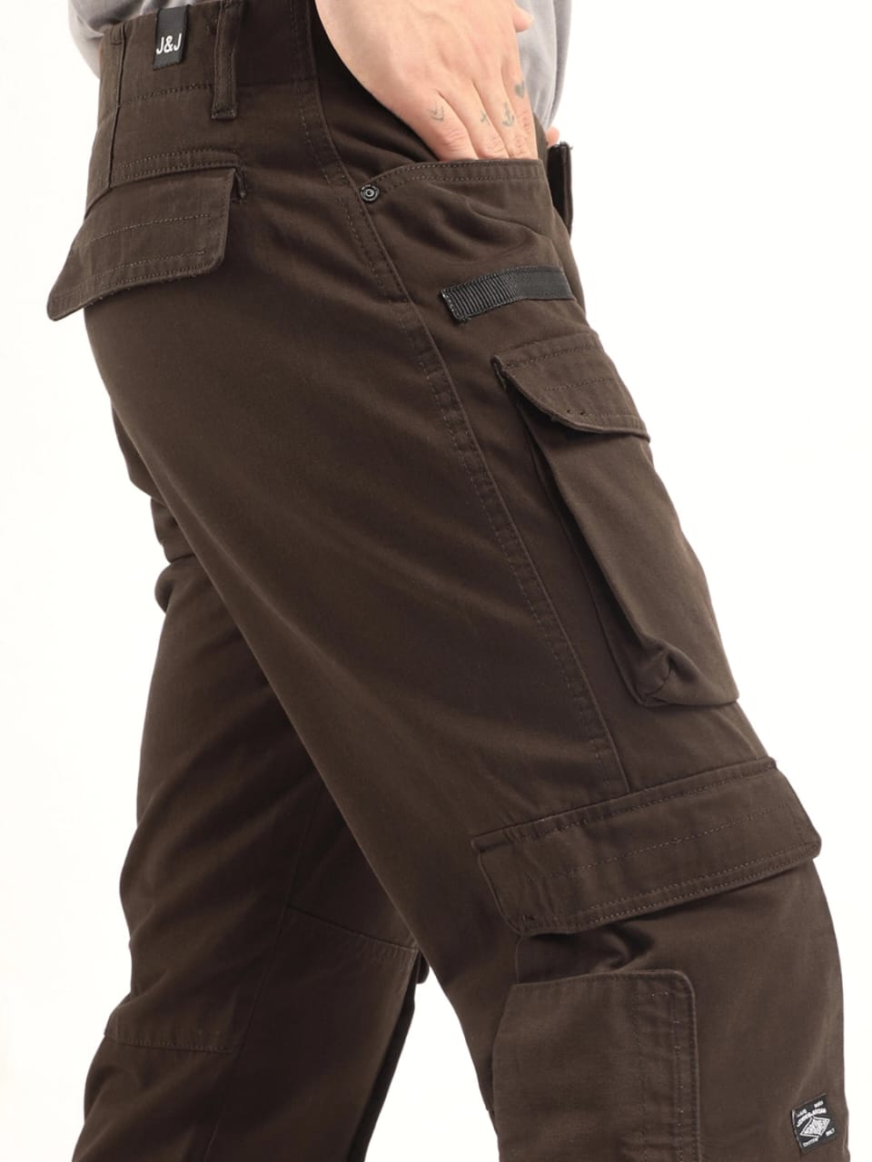 Jack&Jordan men dark Broun 6 pocket denim cargo