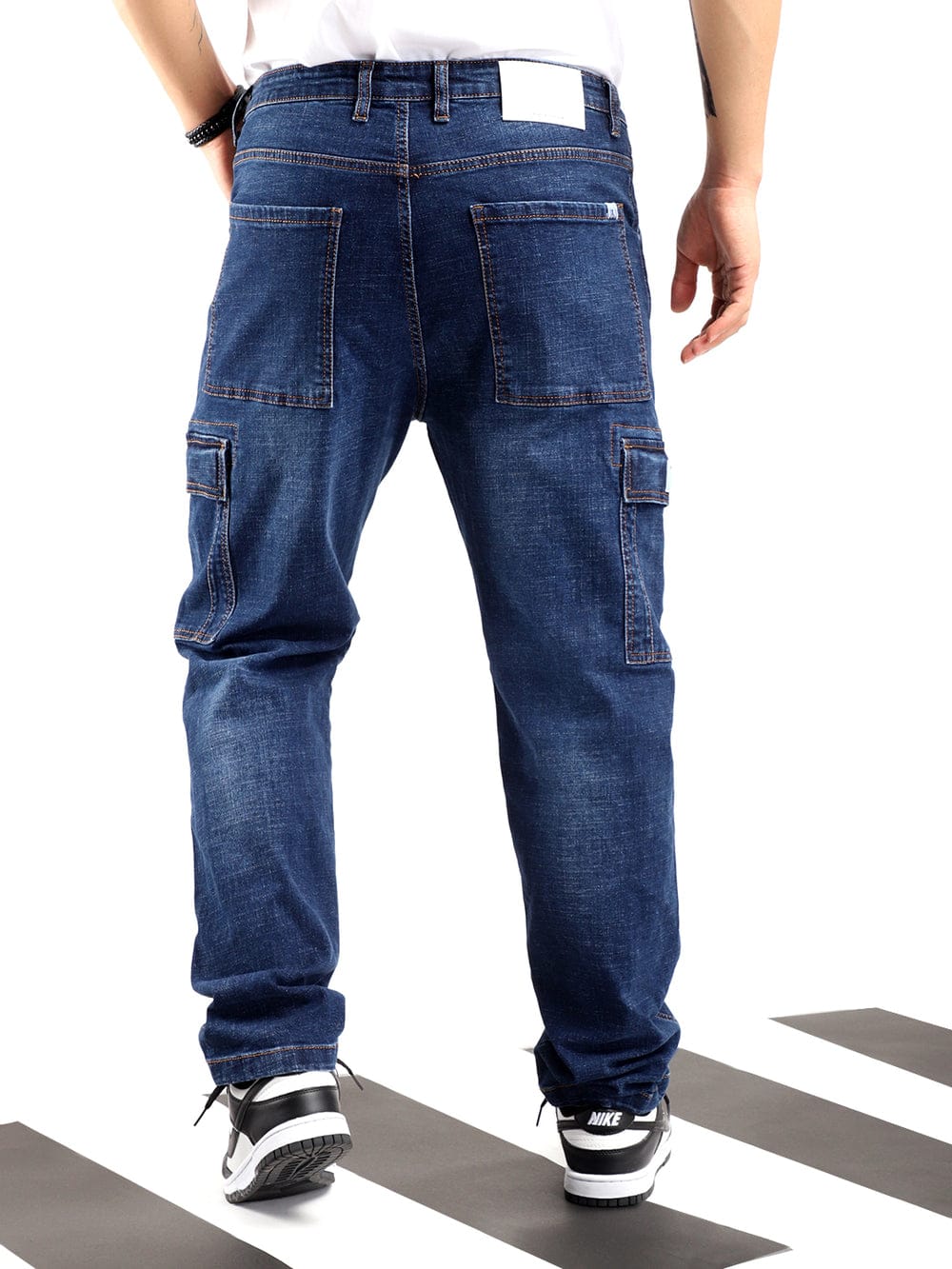 Jack&Jordan blue stretchable denim cargo for men
