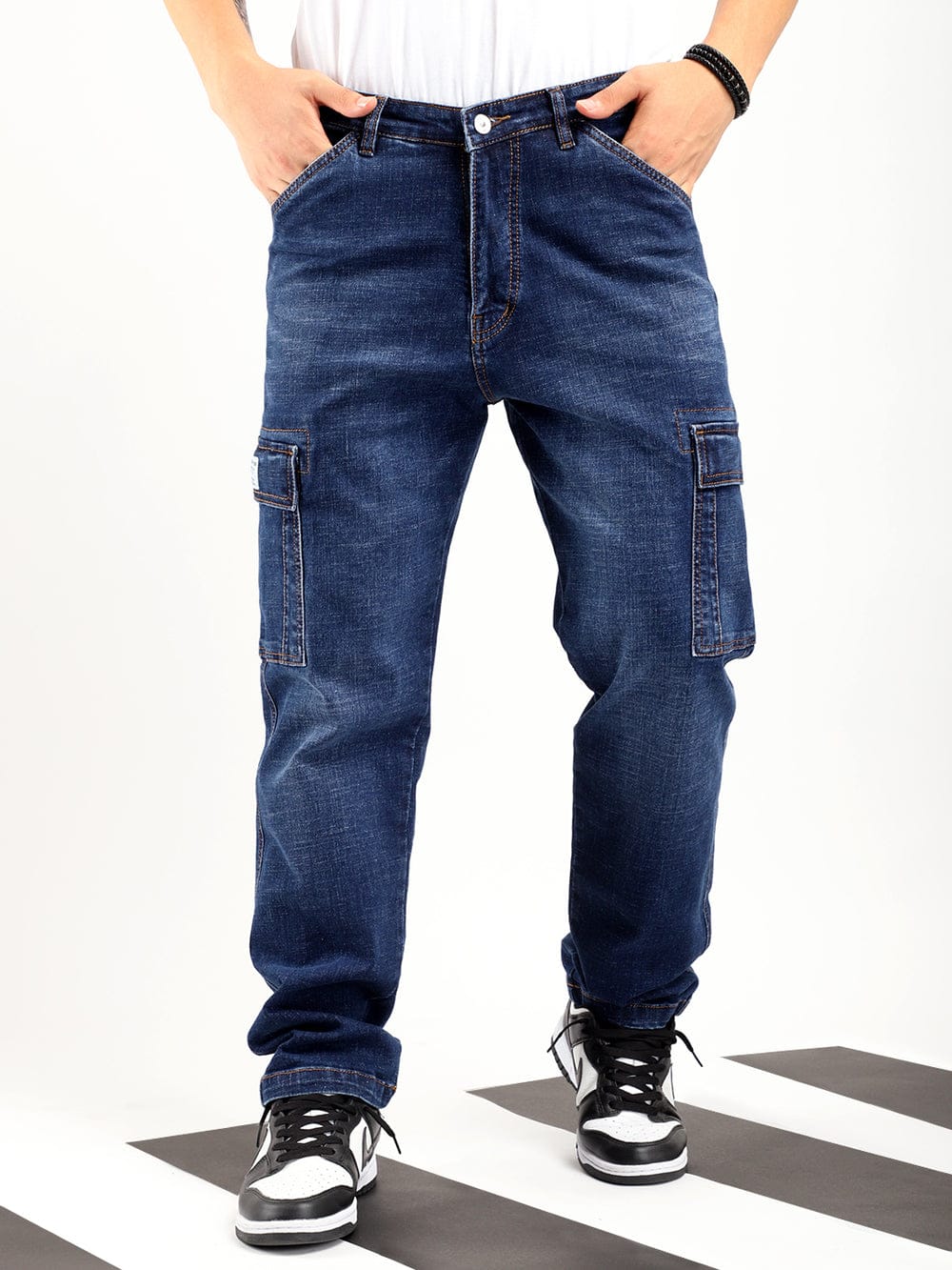 Jack&Jordan blue stretchable denim cargo for men