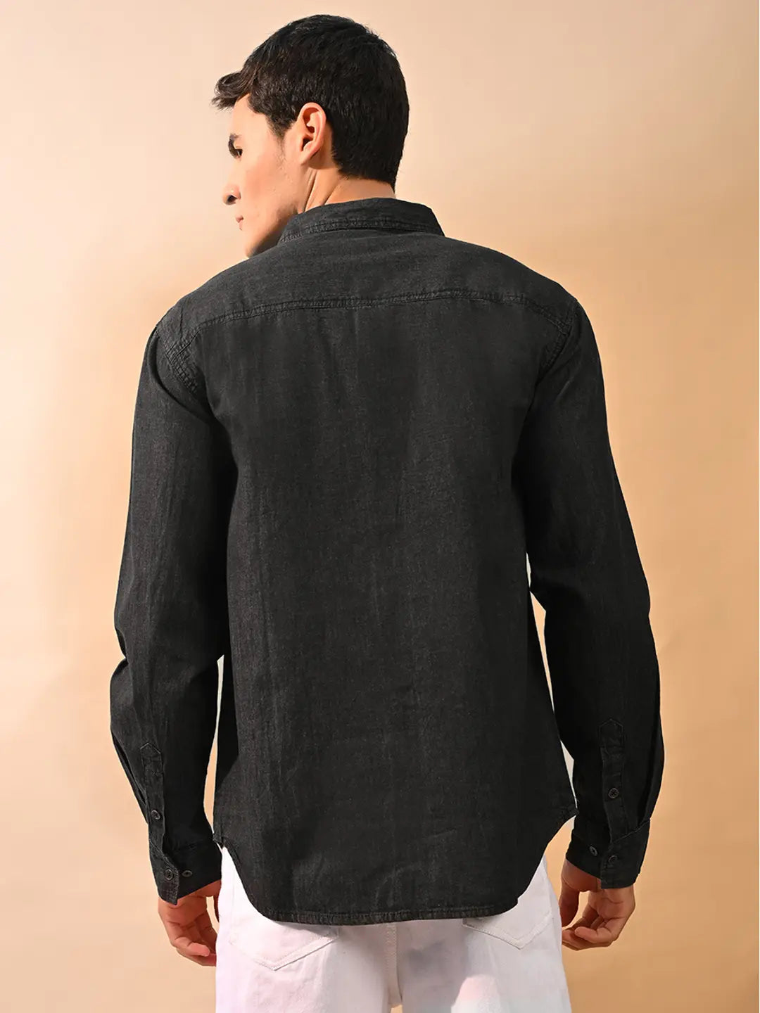 J&J black denim shirt for men