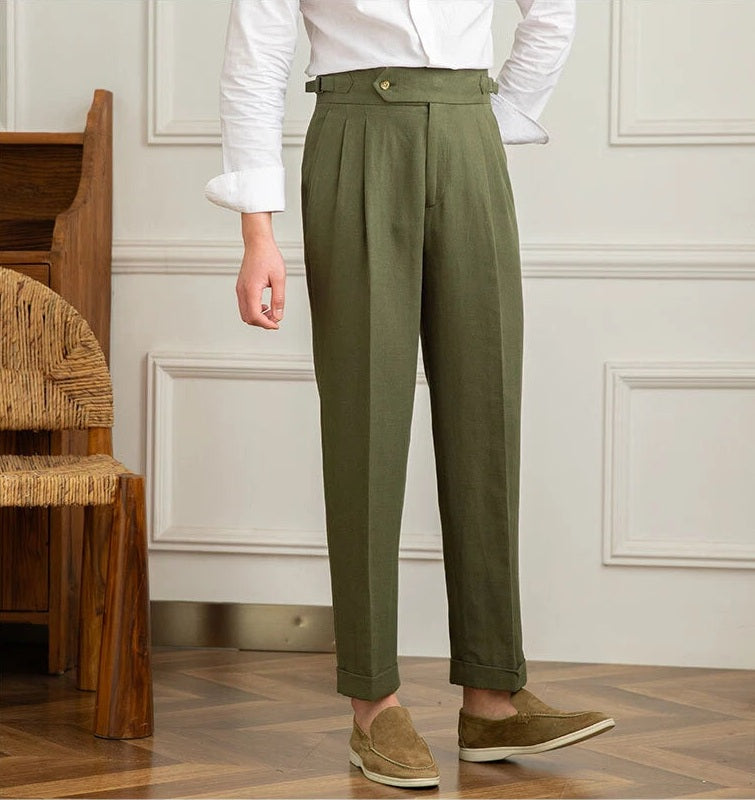 Jack&Jordan Olive Green Premium Italian Pattern Cotton Gurkha Pant.