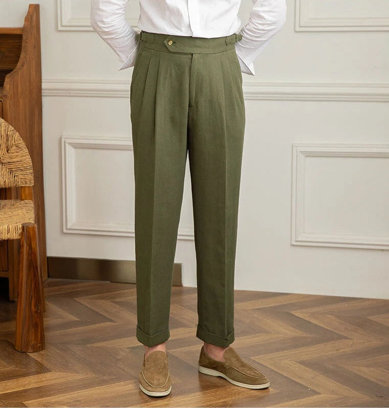 Jack&Jordan Olive Green Premium Italian Pattern Cotton Gurkha Pant.