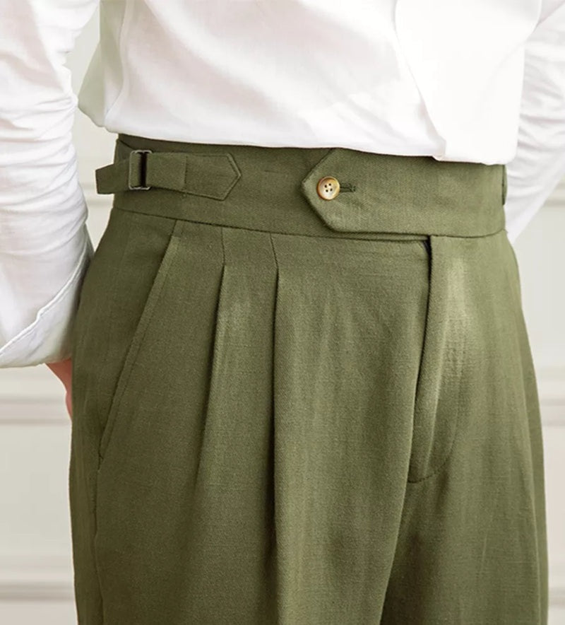 Jack&Jordan Olive Green Premium Italian Pattern Cotton Gurkha Pant.