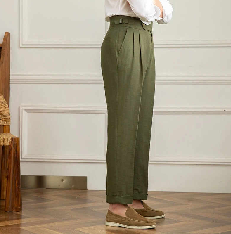 Jack&Jordan Olive Green Premium Italian Pattern Cotton Gurkha Pant.