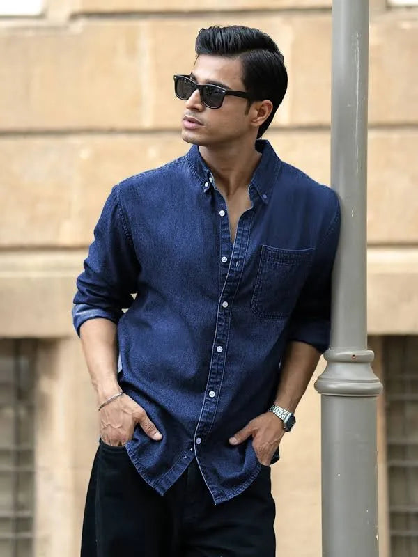 J&J blue denim shirt for men