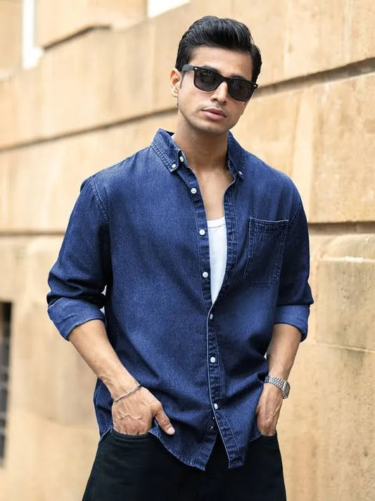 J&J blue denim shirt for men