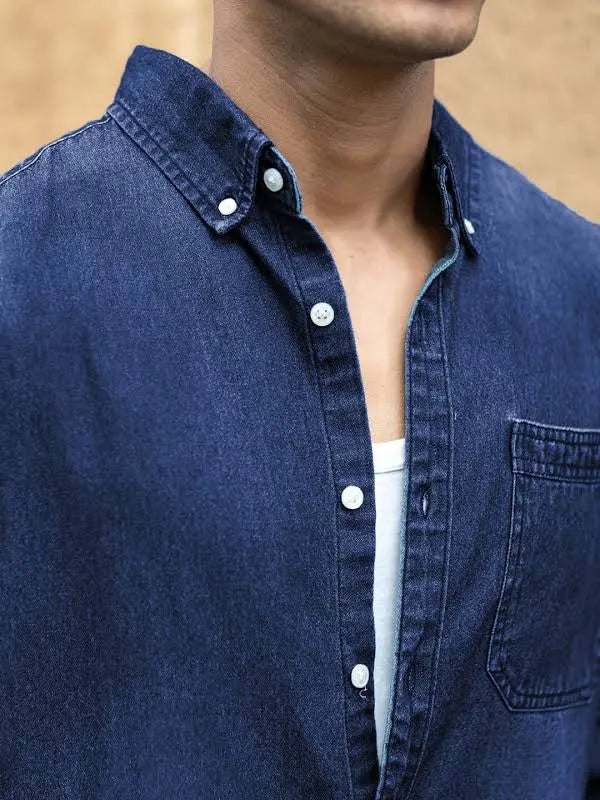 J&J blue denim shirt for men