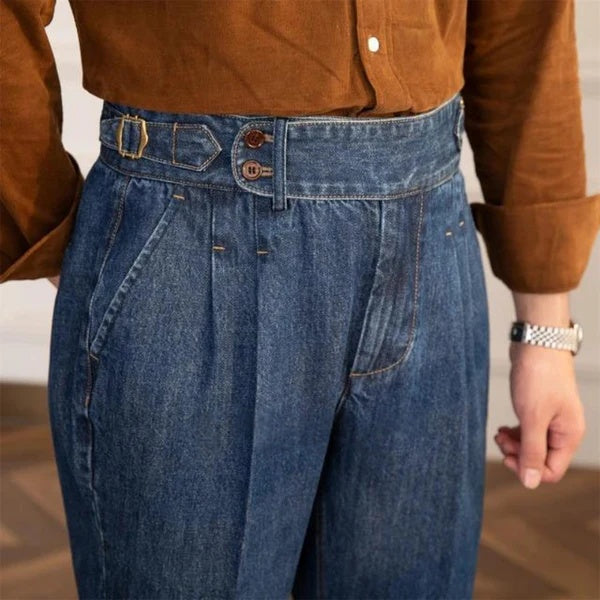 Jack&Jordan Dark Blue Premium Denim Italian Pattern Gurkha Pant.